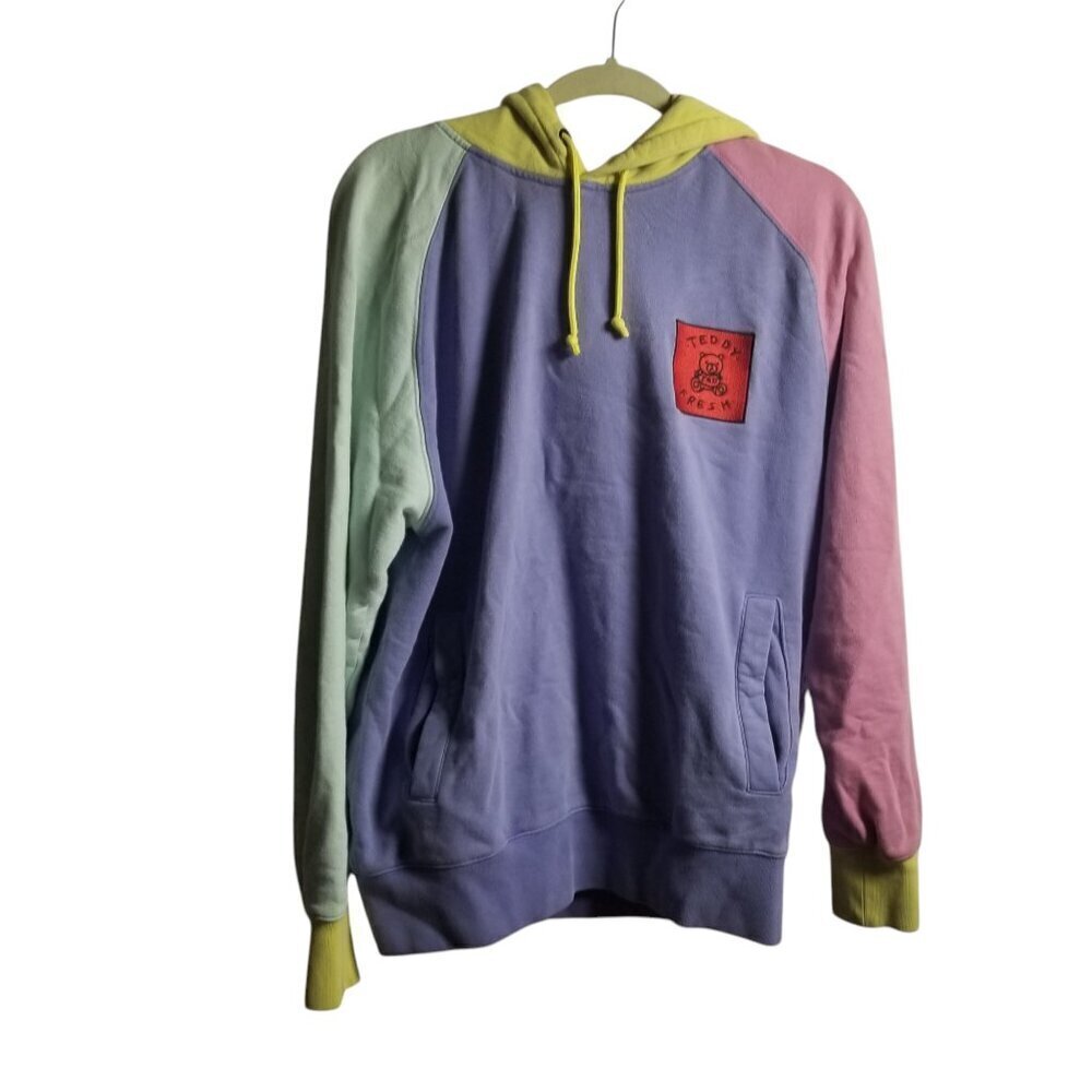 Teddy Fresh Men's Color Block Cotton Punk Hoodie Sz M